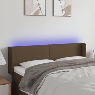 vidaXL Cabecero Con Led De Tela Marr&oacute;n Oscuro 147x16x78/88 Cm Vidaxl