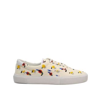 Saint Laurent White Canvas Low Top Mens Sneakers