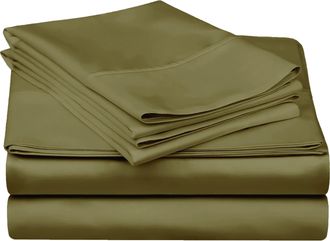 Superior 300-Thread Count Breathable Egyptian Cotton Luxurious Solid Deep Pocket Sheet Set