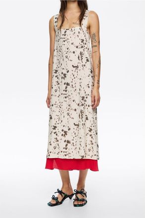 Bimba & Lola Lynx contrast hem straight cut dress in Lynx Ivory at Nordstrom, Size Medium Eu