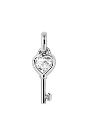 Made by Mary CZ Heart Key Charm in Silver at Nordstrom