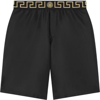 Versace Greca-waistband swim shorts - men - Polyester - 7 - Black