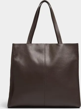 Simons Womens Pebbled leather square tote bag Exclusive collection from Italy