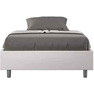 Itamoby Letto una piazza e mezza rivestito in Similpelle - azelia - Dimensione Rete: 120x190 - Tipologia Letto: Con Rete - Colore: Bianco