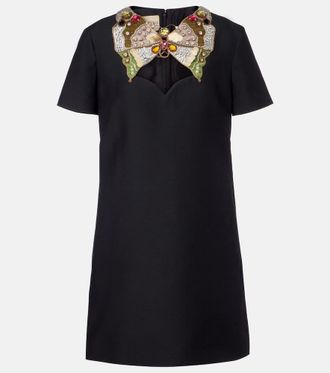 Valentino Embellished wool and silk minidress