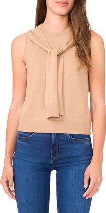 Halogen Shoulder Wrap Detail Sleeveless Sweater in Nomad Camel at Nordstrom Rack, Size Xx-Large