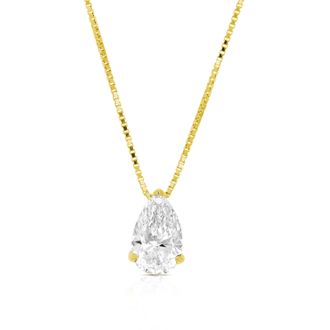 Vir Jewels 1 cttw Pear Lab Grown Diamond Solitaire Pendant Necklace in 14K Gold with Chain For Women