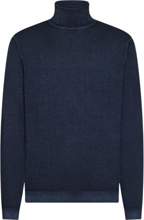 Sun 68 Fox Vintage-effect Turtleneck Jumper - Heren - Coltruien - Blauw - M - Wol - Truien & Vesten