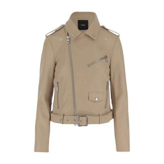 Pinko Costa Rica Biker Jacket - female - PINKO - Light Jackets - Beige - S - Jackets