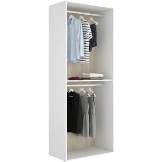 Dmora Guardaroba Grande Ashebrook, Armadio Camera da Letto un Ripiano, Appendiabiti, Cassetti, 45x205h cm Bianco