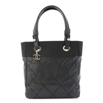 Chanel Black Nylon Pvc Leather Handbag Tote Bag (Pre-Owned)