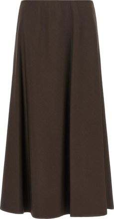 Brunello Cucinelli Brown Virgin Wool Midi Womens Skirt
