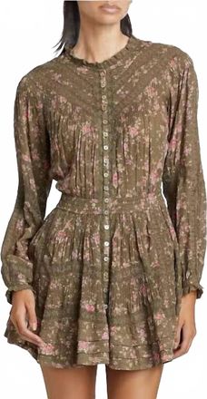 LoveShackFancy Calia Mini Dress In Bancha Green