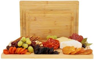 MegaChef 3 Piece Wood Cutting, Prep and Serving Boards in Bamboo at Nordstrom