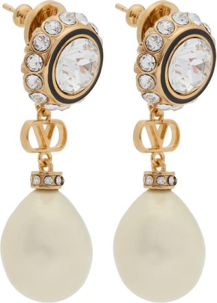 Valentino Vlogo Swarovski Pearl-embellished Earrings - Gold - One Size