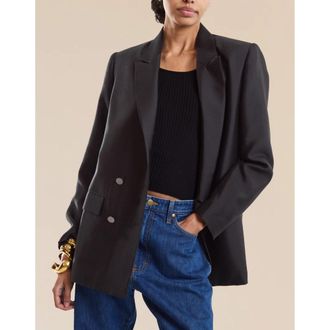 Cynthia Rowley Silk Wool Double Breasted Blazer