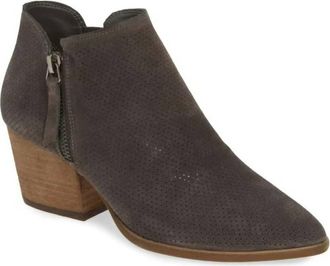 Vince Camuto Womens Nethera Perforated Suede Leather Ankle Booties In Grey