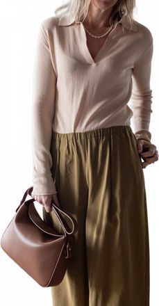Alysi Maglia Long Sleeve Polo In Peach