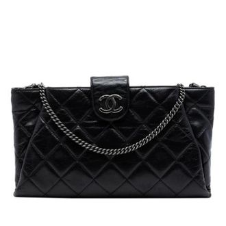 Chanel Pre-owned Quilted Calf Leather Crossbody Bag - Dames - Pre-owned - Zwart - Maat: ONE Size Leer