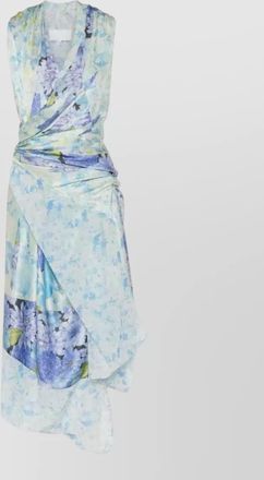 Maison Margiela silk sleeveless draped floral-print midi dress