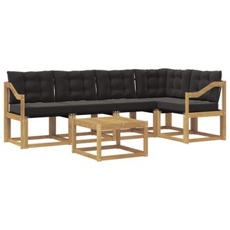 vidaXL Conjunto De Sof&aacute;s De Exterior Con Coj&iacute;n 6 Pcs Blanco Y Negro Vidaxl