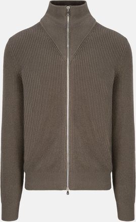 Brunello Cucinelli T NECK ZIP CARDIGAN Size: XL, colour: KHAKI
