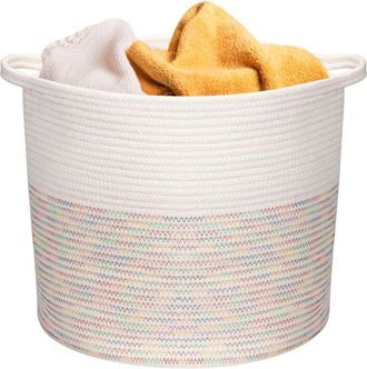 OEM Cesto De Ropa De Cuerda De Algod&oacute;n De 50 Litros, Cesto Para Ropa Sucia Con Asas De 40x37 Cm, Contenedor De Almacenamiento Para Ropa, Juguetes, Toallas