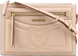 Moschino Logo-plaque Chain-strap Clutch - Dames - Schoudertassen - Beige - ONE Size - Tassen