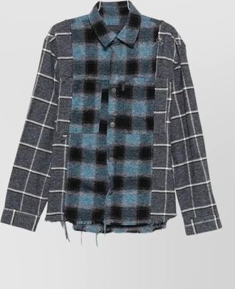 Haikure cotton checked panelled shirt jacket