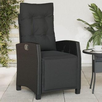vidaXL vidaXL Sedia Reclinabile da Giardino con Poggiapiedi Nera Polyrattan