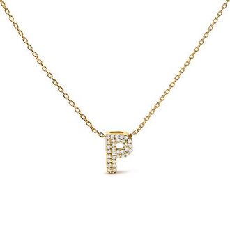 House of Brilliance 10K Gold Diamond Accent A-Z Initial Bubble Pendant Necklace in Yellow | P at Nordstrom