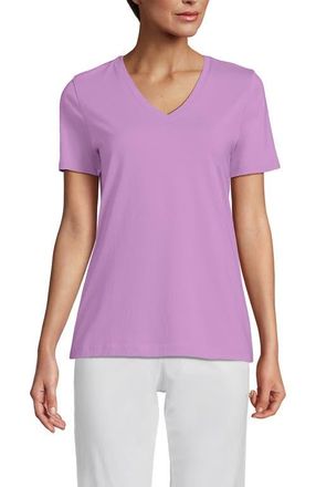 Lands End Relaxed Supima Cotton V-Neck T-Shirt in Wild Lilac at Nordstrom, Size X-Small P