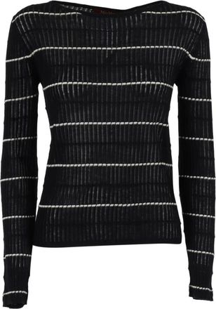 Max Mara Maglia Canottiera Top Pedone - Dames - Ronde hals truien - Blauw - L - Wol - Truien & Vesten
