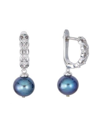 Belpearl Belpearl Silver 9Mm Pearl Cz Hoops