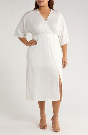 Renee C Metallic Dolman Sleeve Midi Dress in Ivory at Nordstrom Rack, Size 2X