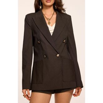 Ramy Brook Willow Pinstripe Double Breasted Blazer in Brown Pinstripe at Nordstrom, Size 10
