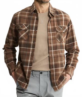 Jachs NY Brawny Flannel Shirt & Thermal Long Sleeve Tee - 2-Pack In Brown Plaid Brawny