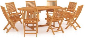 vidaXL Conjunto De Comedor De Jard&iacute;n 9 Piezas Madera Maciza De Teca Vidaxl