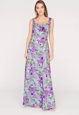 JS Collections Jordana A-Line Gown In Lilac Green