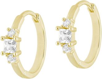 Electric Picks 14K Plated Cz Shine On Hoop Earrings