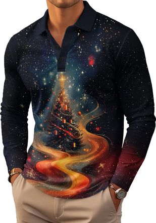 Generic Mens Polo Shirt Regular Fit Casual Golf Long Sleeve Collared T-Shirts Funny Casual Christmas Shirt Xmas Gifts (UK, Alpha, 3XL, Regular, Regular, Style
