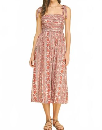 Pinch Design Floral Tie Strap Midi Dress In Red