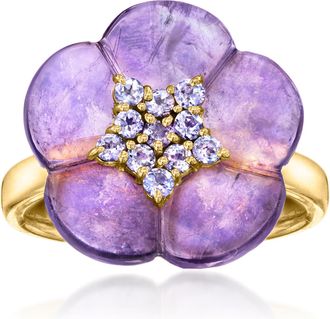 Ross-Simons Amethyst Flower Ring With. Tanzanites in 18kt Gold Over Sterling