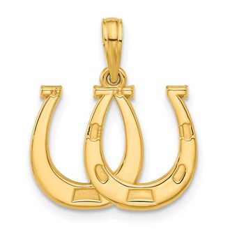 Diamond2Deal 14k Yellow Gold Polished Double Horseshoe Pendant