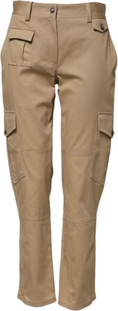 Dolce & Gabbana Beige Mid Waist Cargo Tapered Womens Pants