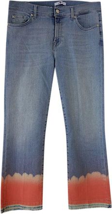 7 For All Mankind Mid-Wash Coral Bleach Denim Cropped Jeans Size 28/71