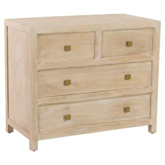 Wanderlust Deco C&oacute;moda de madera blanca de 2 cajones y 2 puertas 90x45x75h cm