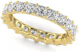 Allurez Princess Cut Lab Grown Diamonds Eternity Ring Wedding Band 14K Yellow Gold (3.99ct)
