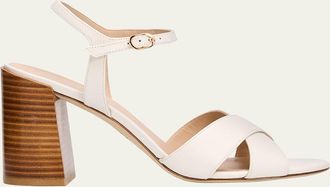 Stuart Weitzman 85mm Alyssa Leather Block-Heel Sandals