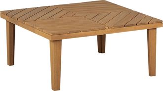 Beliani Beliani - Mesa De Centro De Madera De Acacia Clara 70 X 70 Cm Tablero Listones Baratti